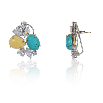 Sunshine yellow and turquoise stud earrings