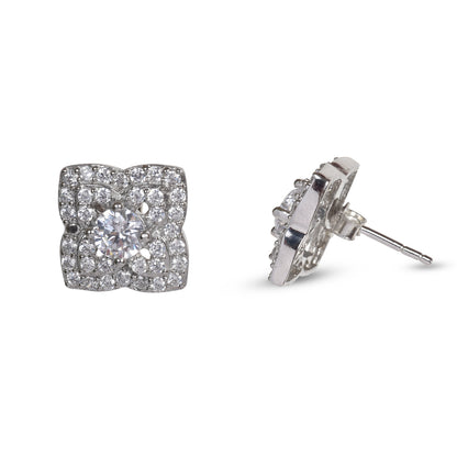 Square zirconia 92.5 sterling silver stud earring