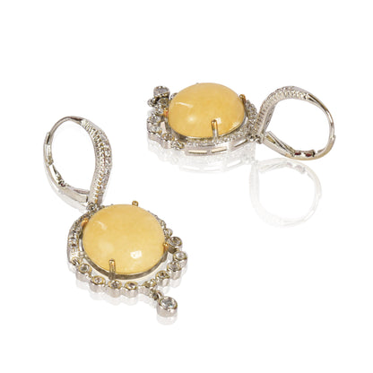 Statement yellow chalcedony dangler earrings