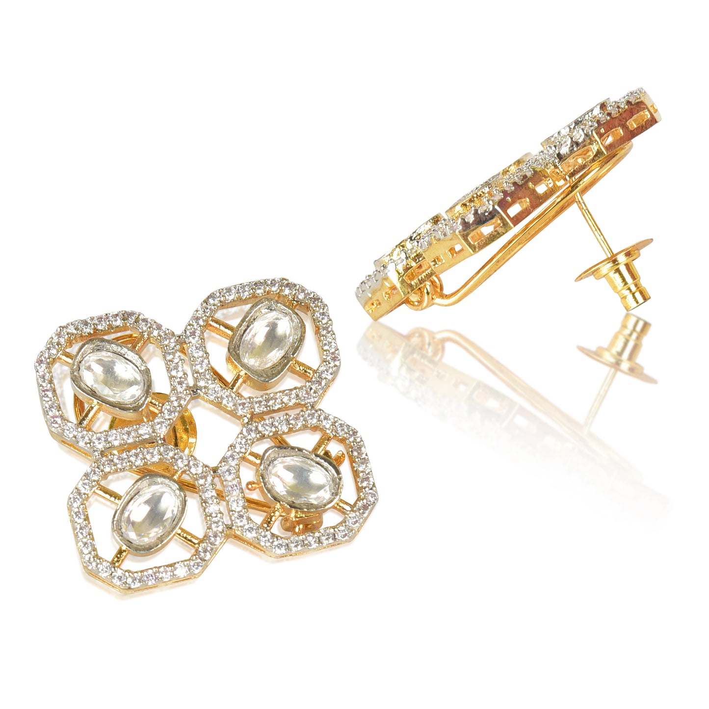 Kundan zirconia stud earrings