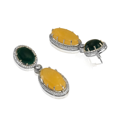 Green onyx and yellow aventurine earrings