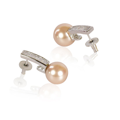 Evergreen champagne pearl stud earrings