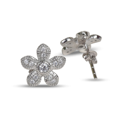 Flower 92.5 sterling silver stud earring