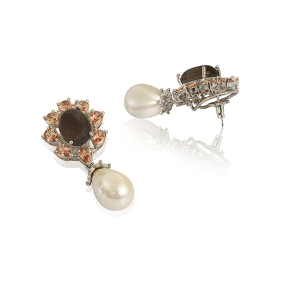 Champagne and smoky topaz earrings