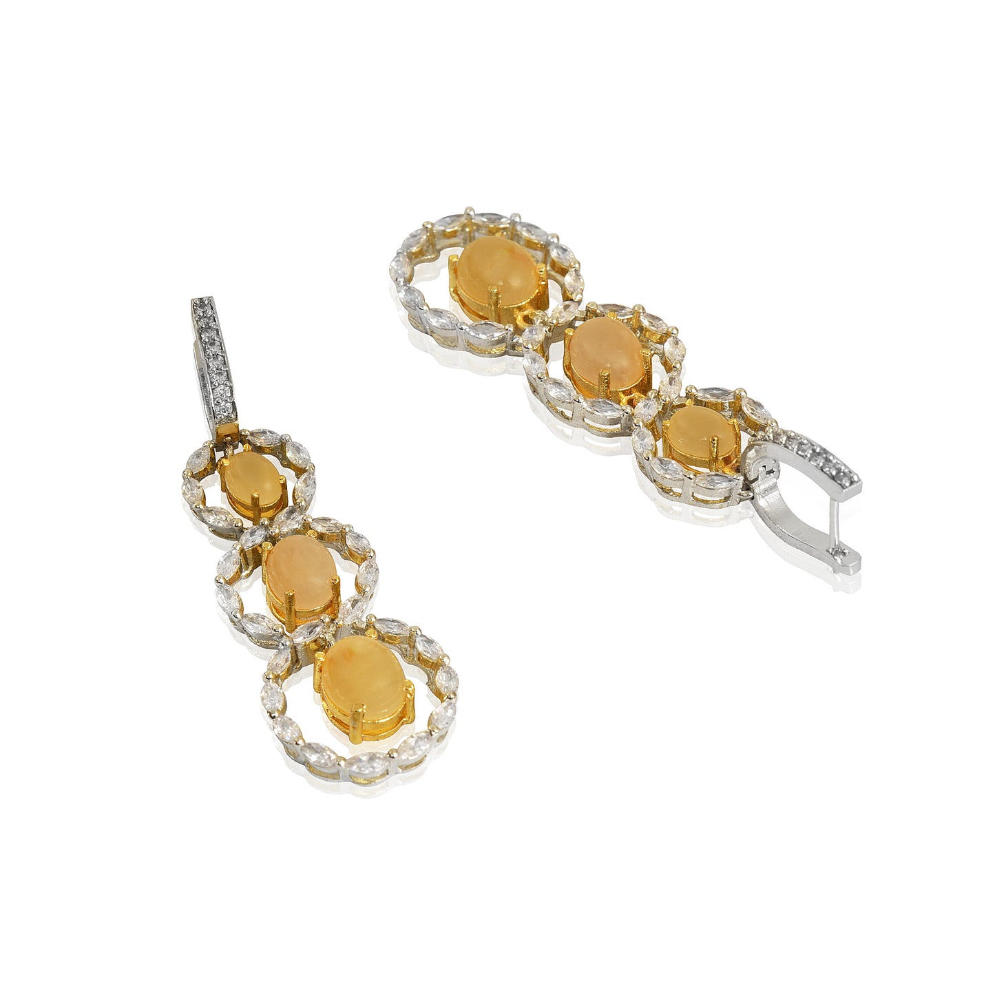 Marquise diamond and yellow aventurine earrings