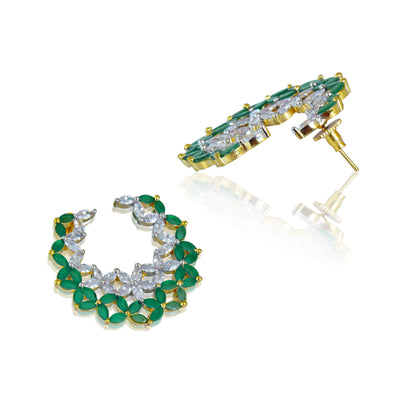 Green cut and zirconia stud earrings