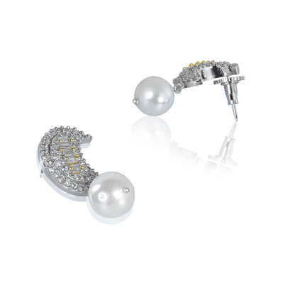 Half moon with pearl drop earrings