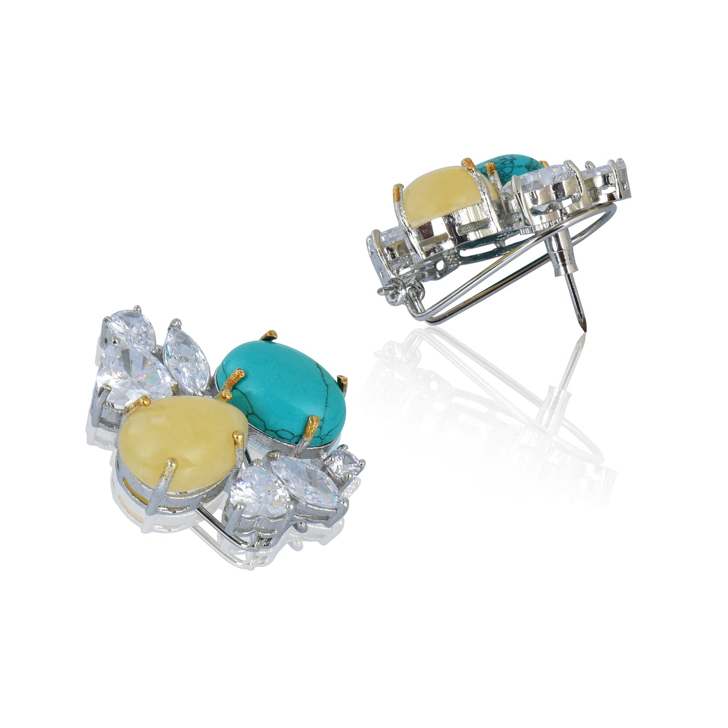 Sunshine yellow and turquoise stud earrings