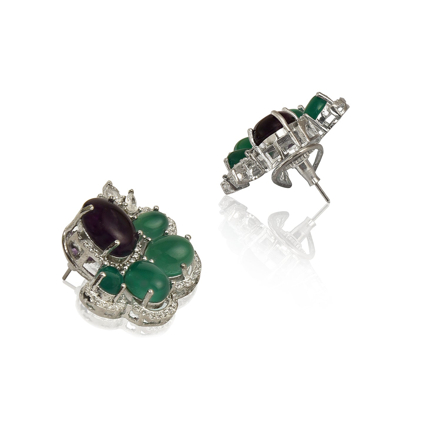 Amethyst and green onyx earrings