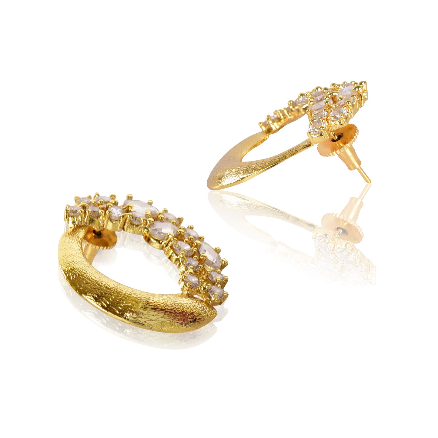 Zirconia gold plated stud earrings