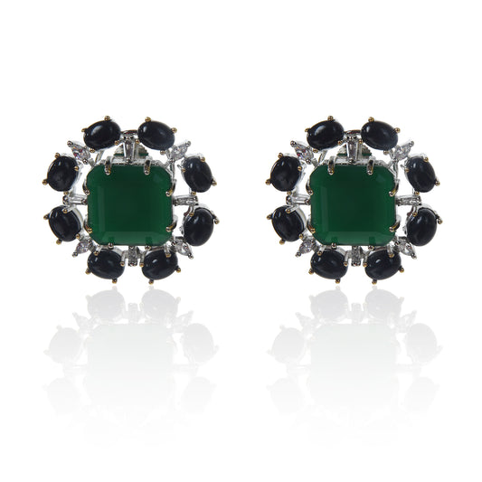 Black onyx and green tops earrings