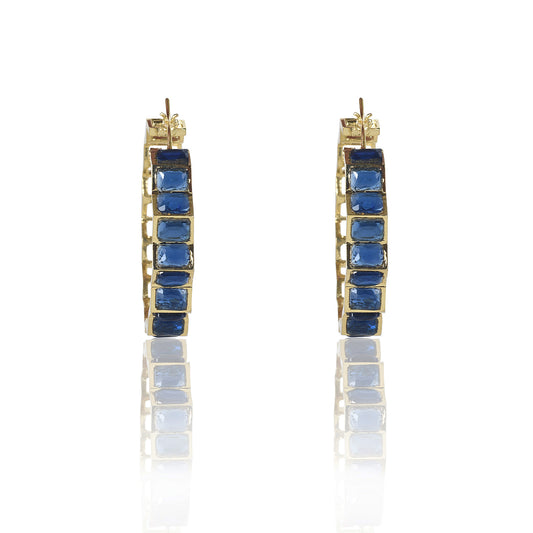 Cocktail Blue stone hoops earrings