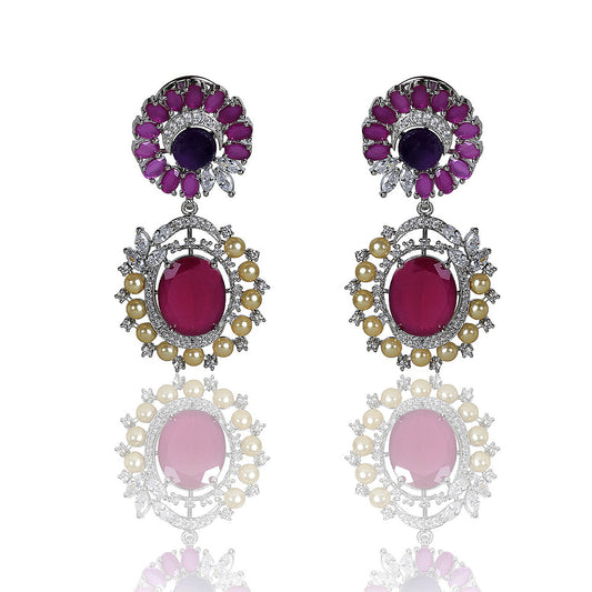 Amethyst and red dangler earrings