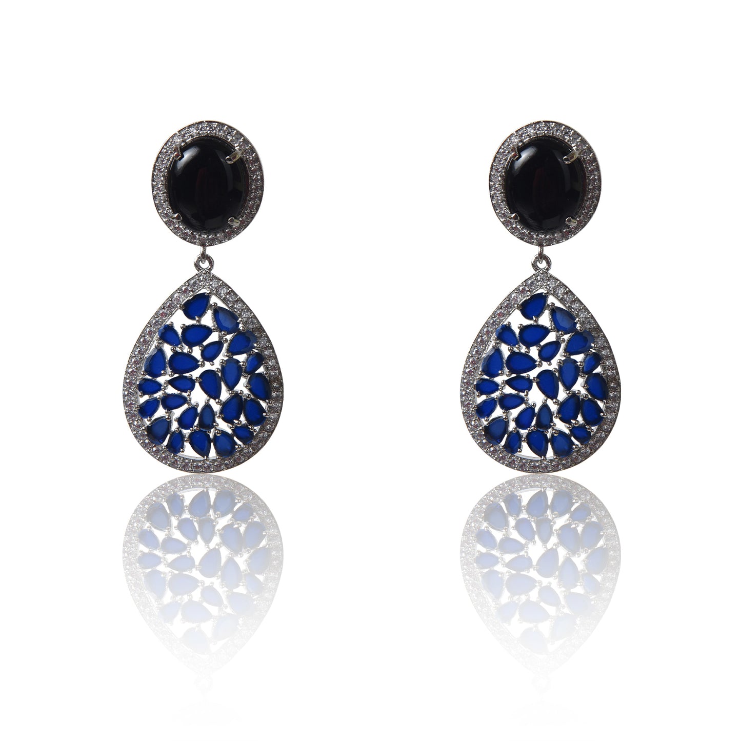 Black Onyx and blue dangler earrings