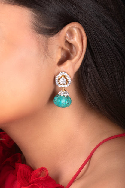 Heart with turquoise drop earrings