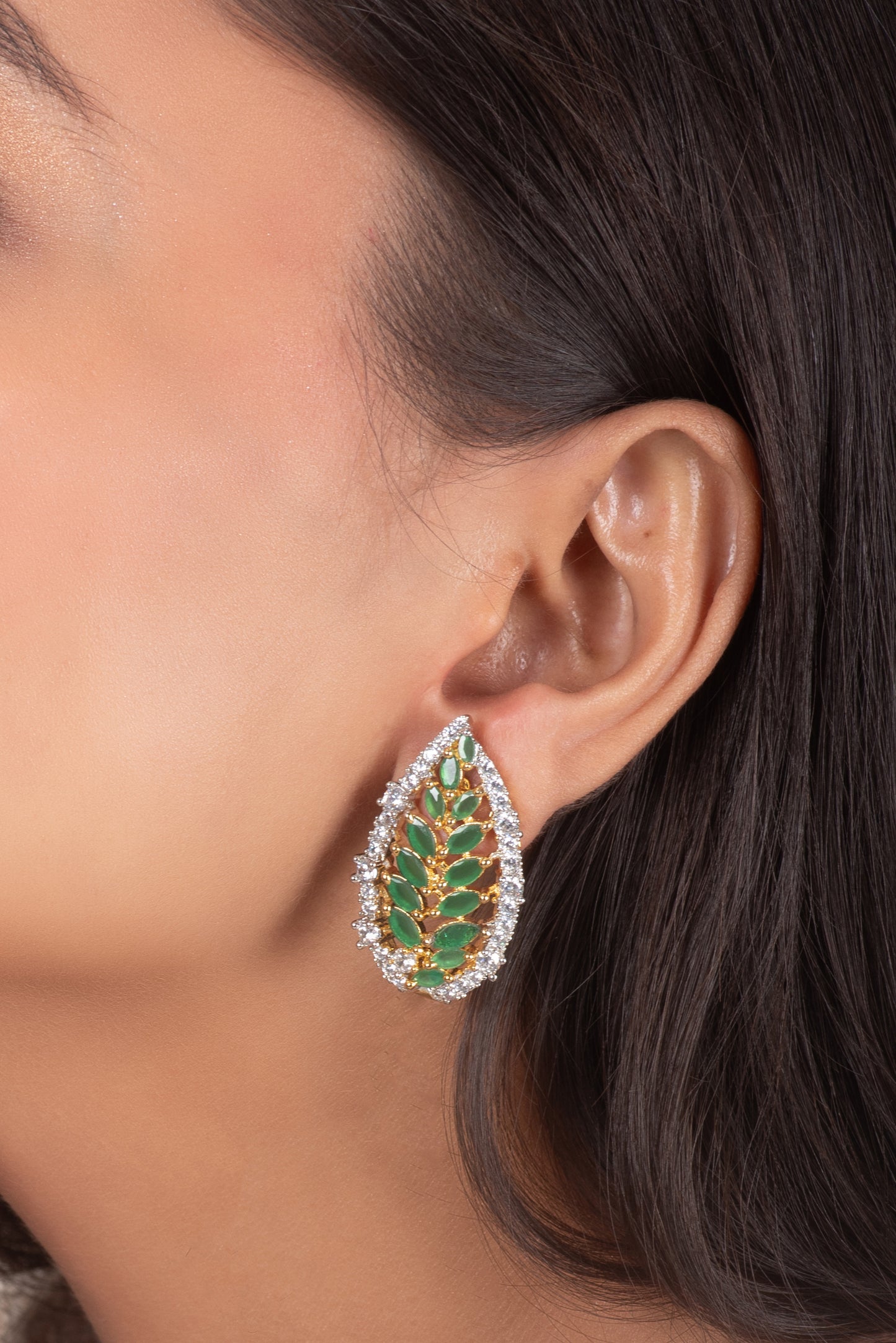 Leaf green stud earrings