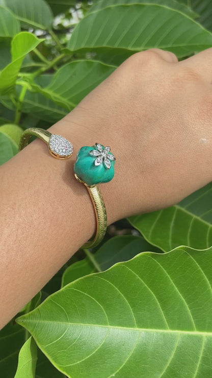 Turquoise pumpkin and zirconia bracelet